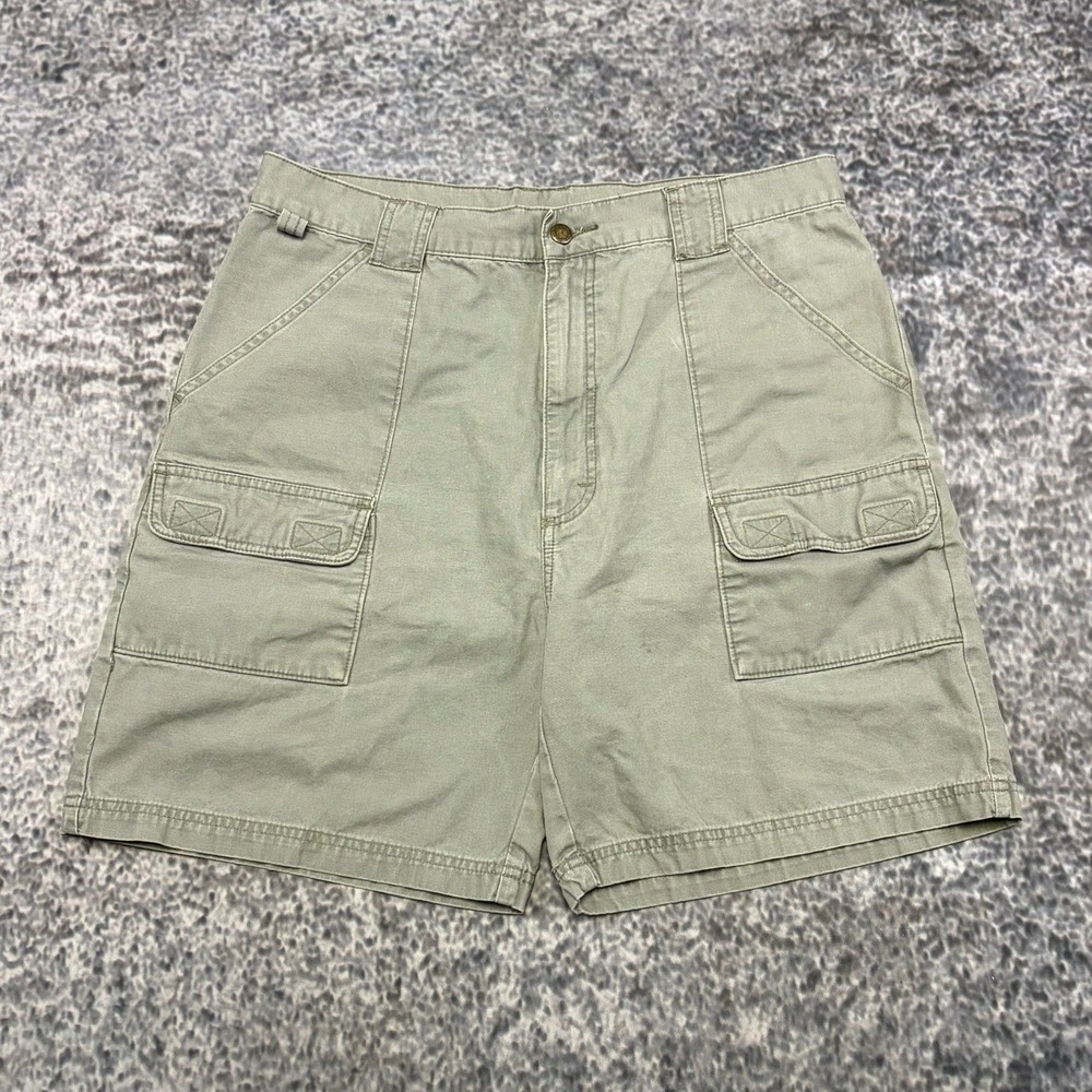 Wrangler Cargo Shorts Mens 34 Green Hiking Utility Front Pockets Outdoor Y2K